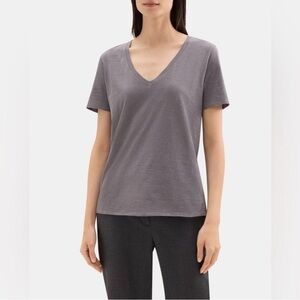 Theory Dayne B Steel Atmos Light V-Neck Women's Top Gray